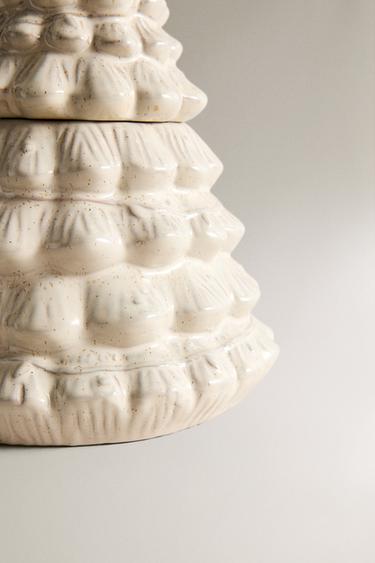 STONEWARE CHRISTMAS TREE JAR - Cream by Zara - Image 4