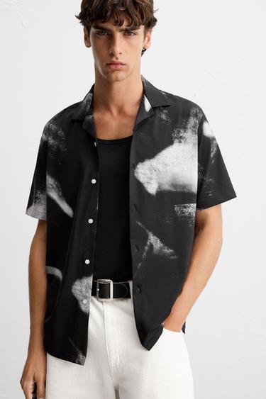 ABSTRACT PRINT STRETCH SHIRT - Black by Zara - Image 4