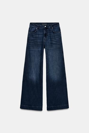 Zara Z1975 LOOSE WIDE LEG HIGH WAIST JEANS - Blue