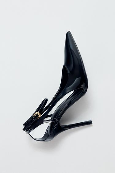 SAPATO TIPO MULES COM EFEITO VERNIZ - Preto da Zara