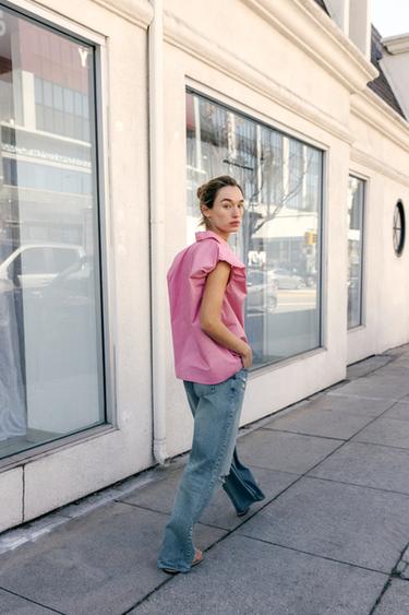 CHEMISE À MANCHES BOUFFANTES - Rose / Blanc de Zara