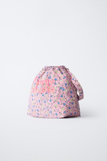 FLORAL AND TEXT PRINTED BAG - Pink / Lilac by Zara - Image 1