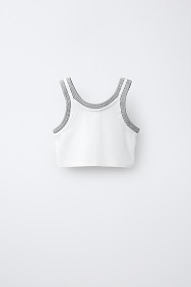 TOP DOUBLE EN CONTRASTE - Blanc de Zara