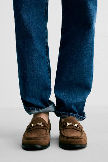 LEATHER LOAFERS WITH APPLIQUÉ - Beige by Zara