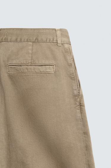 RELAXED FIT BERMUDA SHORTS WITH PLEATS - Beige by Zara - Image 9