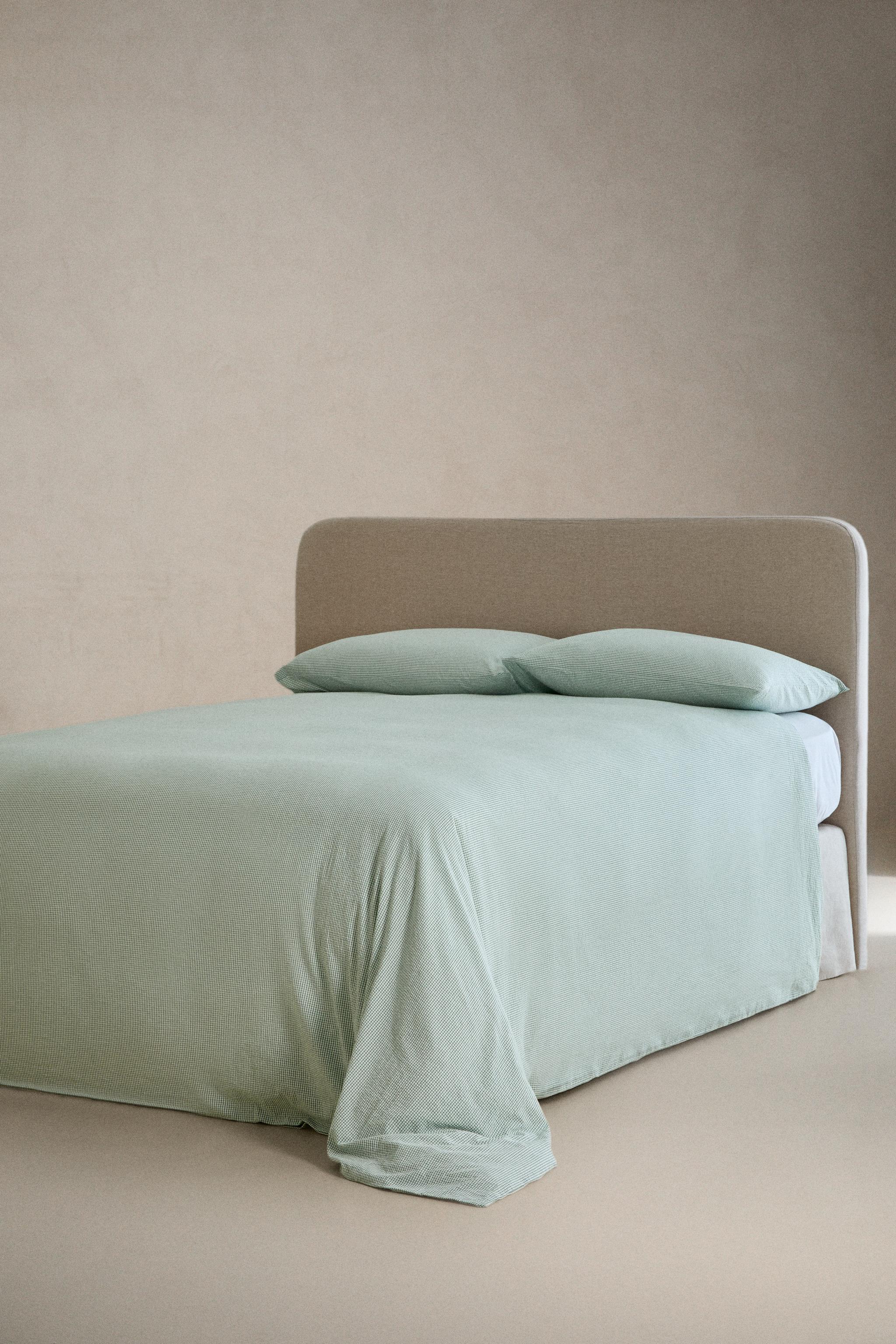 CHECK SEERSUCKER DUVET COVER — Green