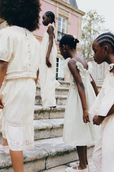 EMBROIDERED MIDI SKIRT - Ecru by Zara