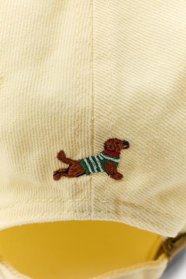 CASQUETTE SERGÉ INSCRIPTION CHIEN - Jaune clair de Zara - Image 4