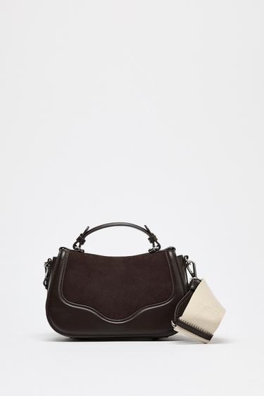 LEATHER CROSSBODY BAG - Chocolate by Zara - Image 0