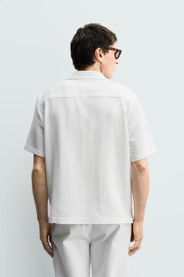 REGULAR FIT STRIPED JACQUARD SHIRT - Oyster-white by Zara - Image 2