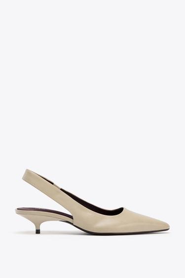 SLINGBACK KITTEN HEEL SHOES - Taupe Grey by Zara