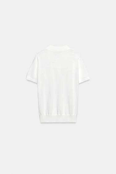 POLO EN MAILLE À MANCHES COURTES - Blanc de Zara - Image 8