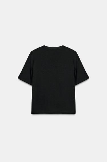 FLOWING T-SHIRT WITH SHOULDER PADS - Black by Zara - Image 4
