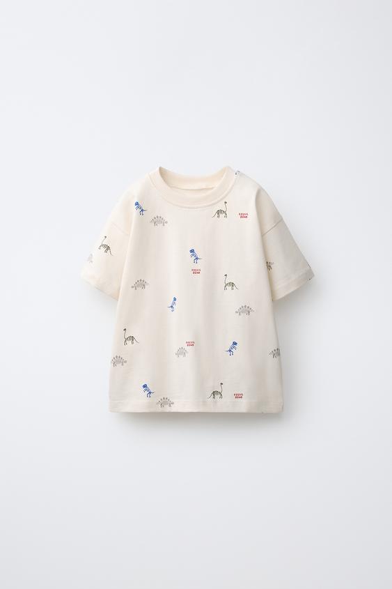 DINOSAUR PRINT T-SHIRT - Ecru by Zara - Image 0