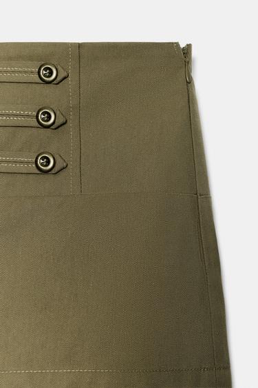 SHORT MINI À BOUTONS - Kaki de Zara - Image 6