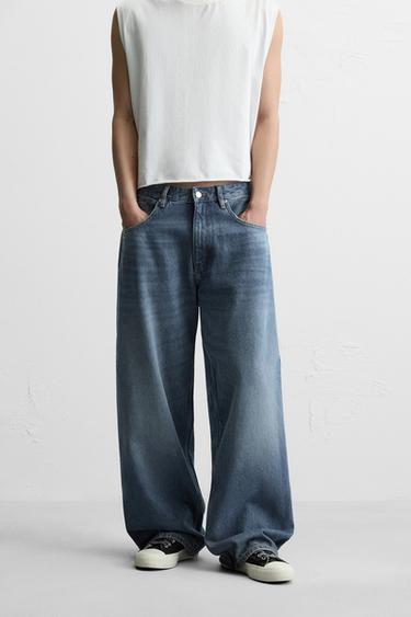 BALLOON WIDE-LEG JEANS - Mid-blue by Zara