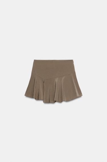 FALDA PANTALÓN VOLANTES - Marrón chocolate de Zara