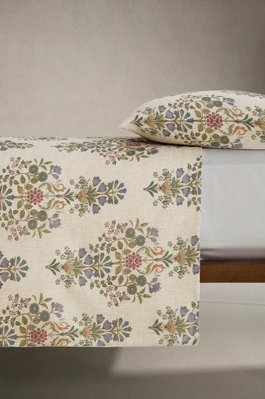 FLORAL COTTON BLEND DUVET COVER - Ecru by Zara - Image 2