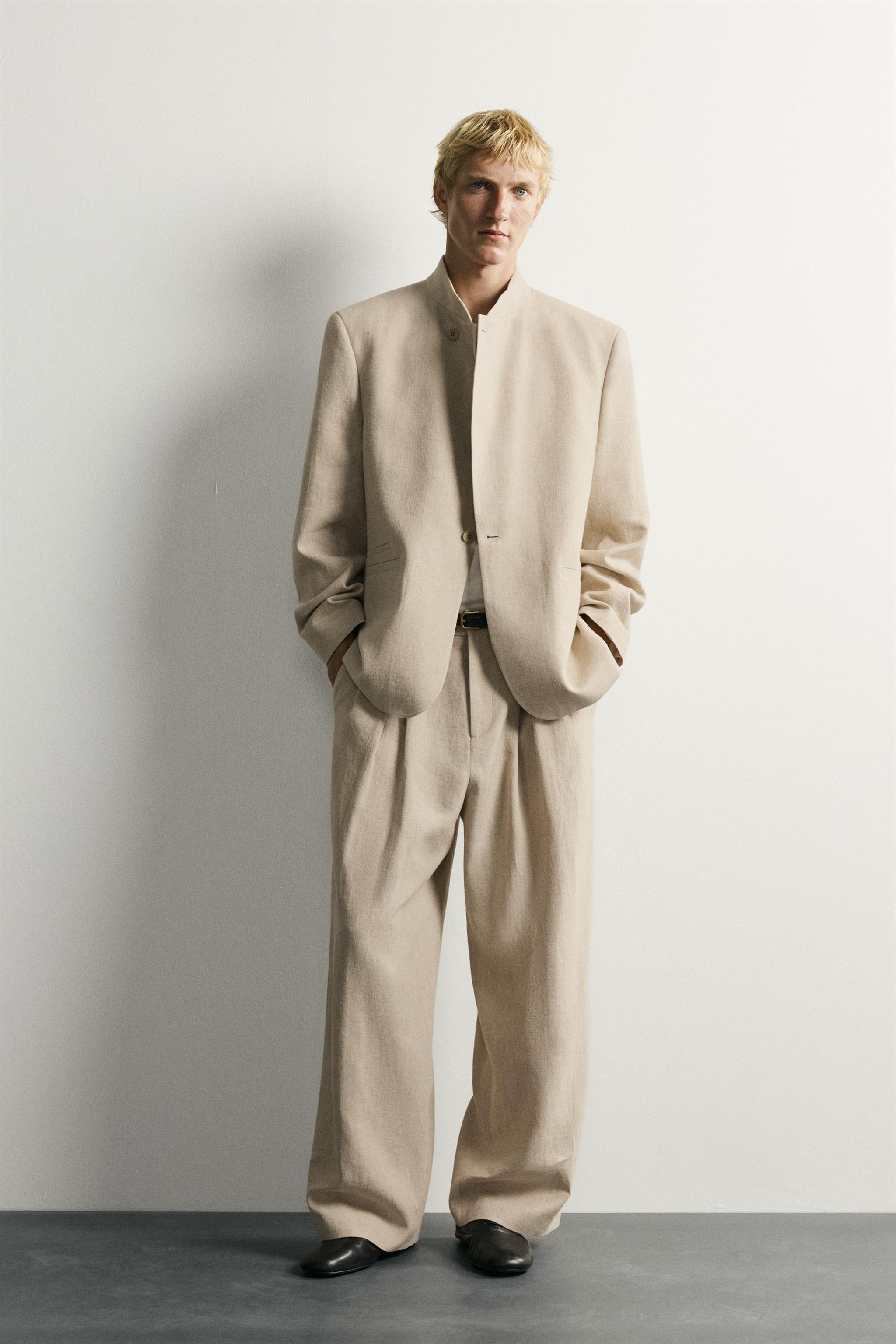 PANTALON DE COSTUME DÉCONTRACTÉ À PLIS