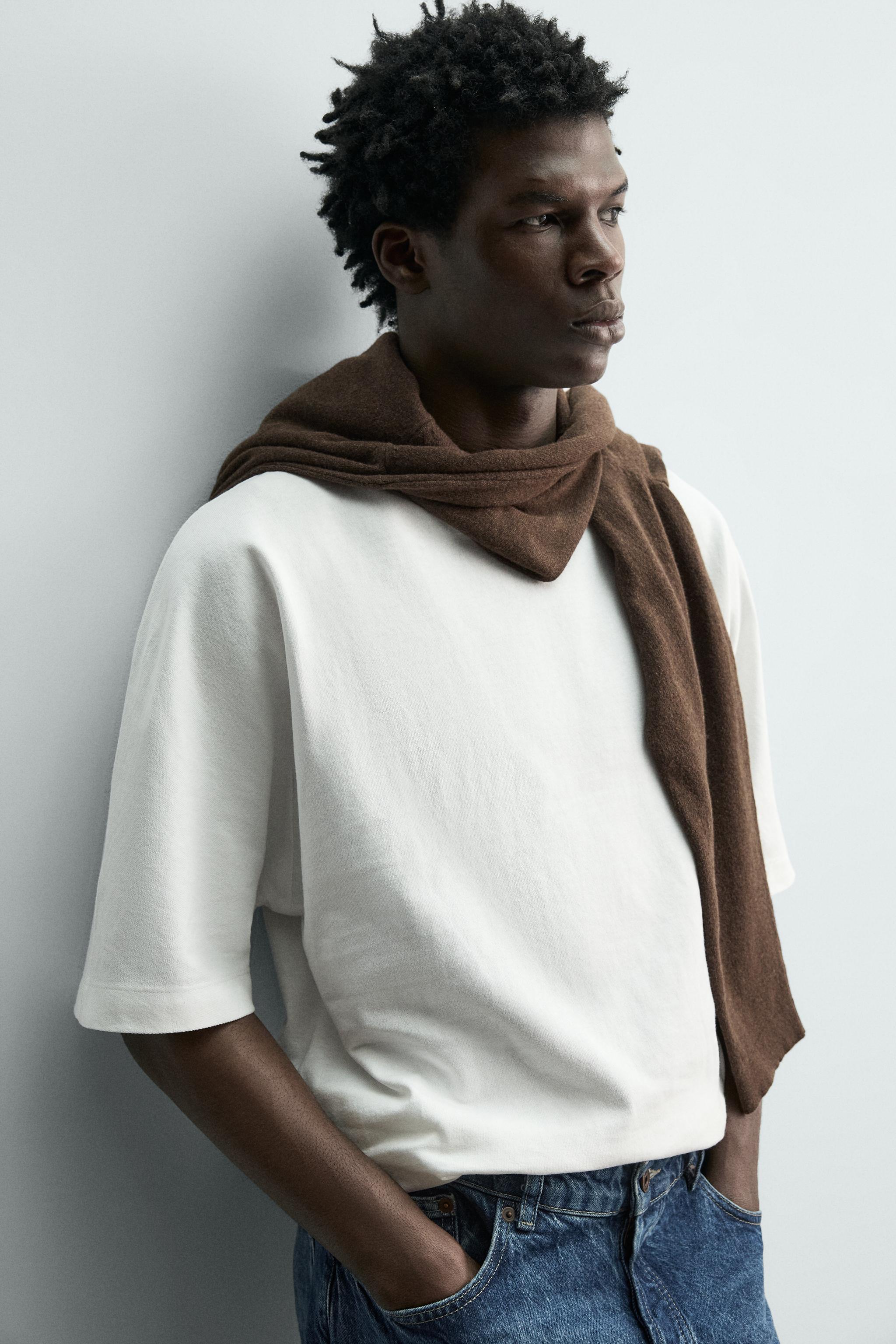 BOXY FIT HEAVYWEIGHT T-SHIRT - Oyster-white | ZARA Turkey