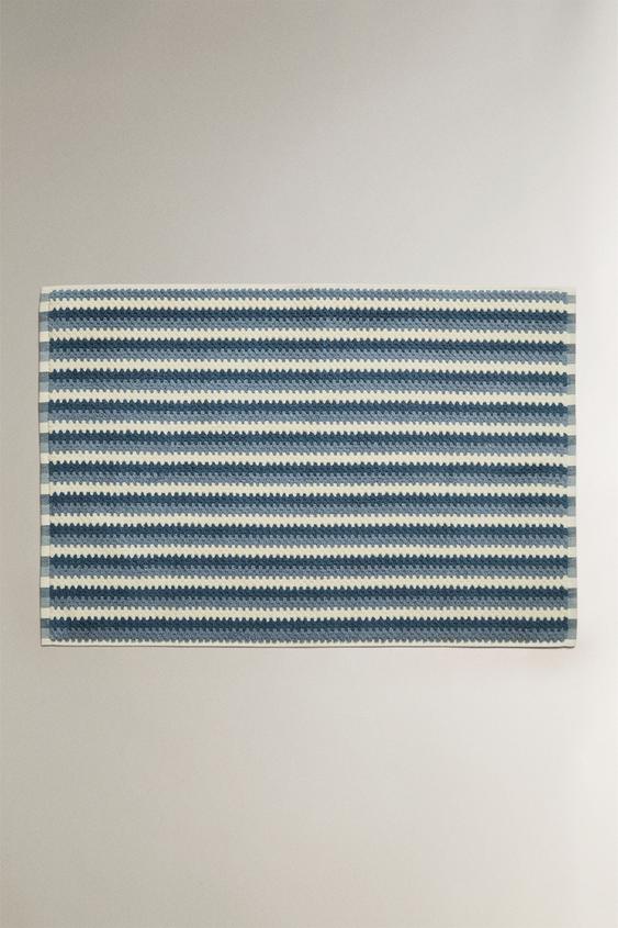 GEOMETRIC JACQUARD BATH MAT - Blues by Zara - Image 0