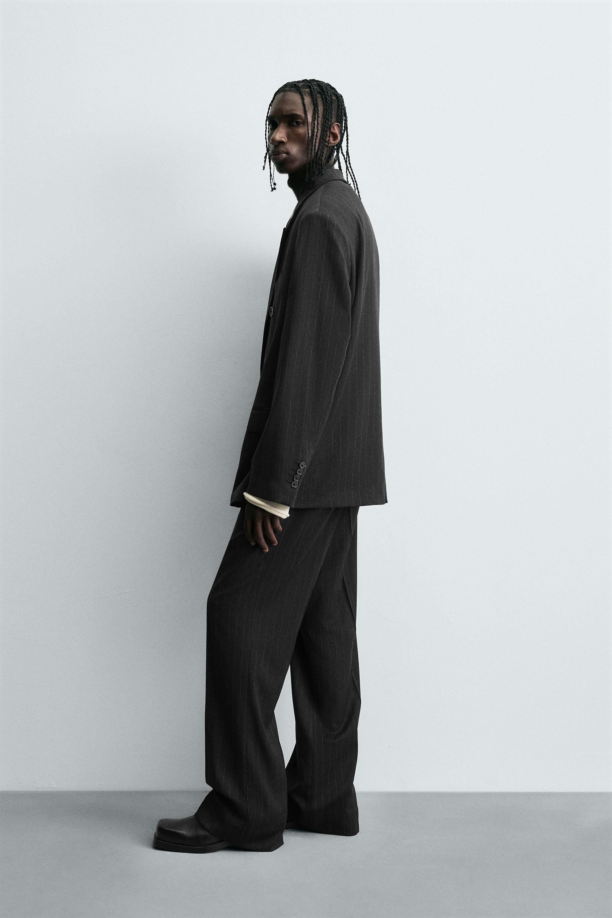 ダブルブレスト ストライプ柄スーツブレザー - ストライプ