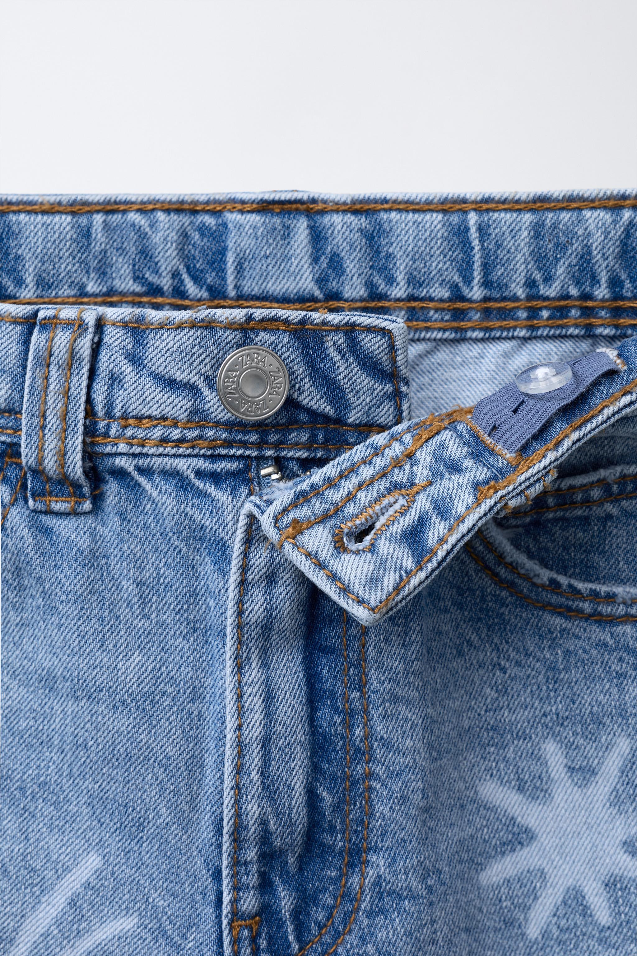 PRINTED RELAXED BAGGY DENIM SHORTS