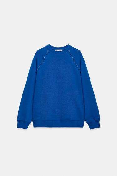 SUDADERA OVERSIZE TACHAS - Azul de Zara