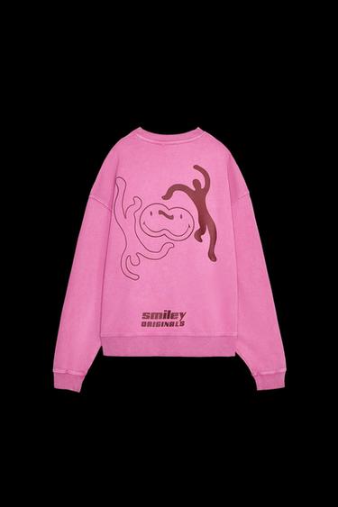 SWEATSHIRT MIT WASCHOPTIK – SMILEY® - Rosa von Zara