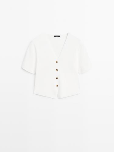 Cárdigan manga corta detalle botones - Blanco de Zara