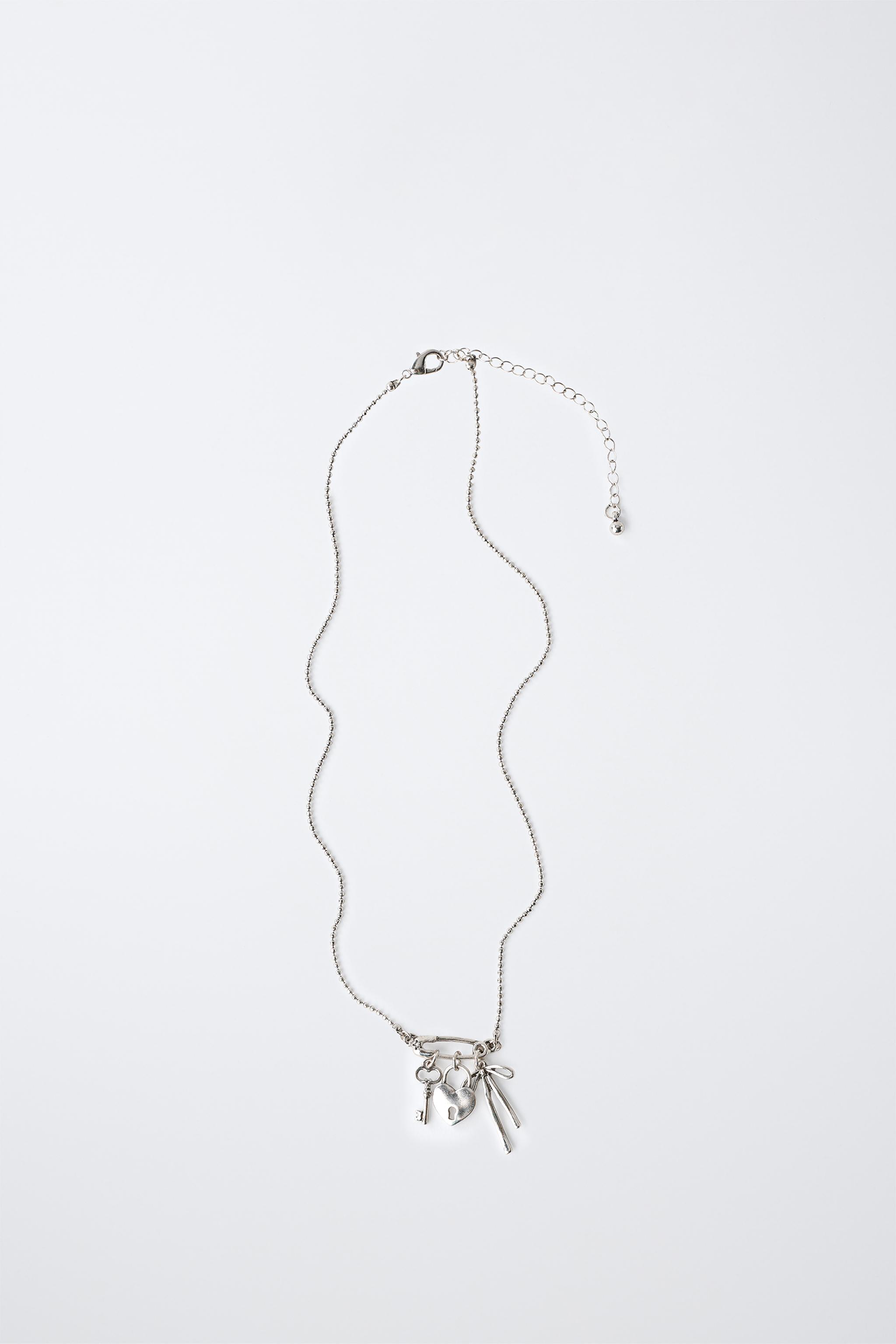 COLLIER PENDENTIFS CLÉ, NŒUD ET CADENAS