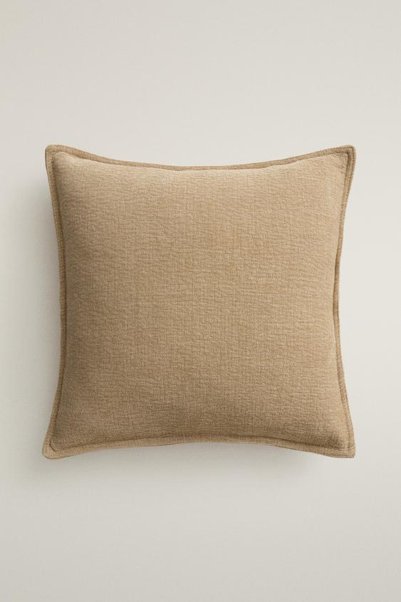 Zara PLAIN LINEN THROW PILLOW COVER - taupe brown - Image 0