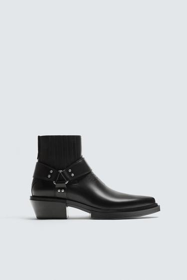 Zara HARNESS COWBOY BOOTS - Black