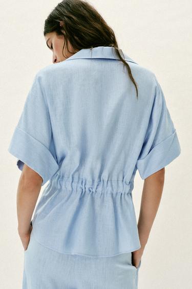 CHEMISE SAFARI AVEC LIN - Bleu clair de Zara - Image 5