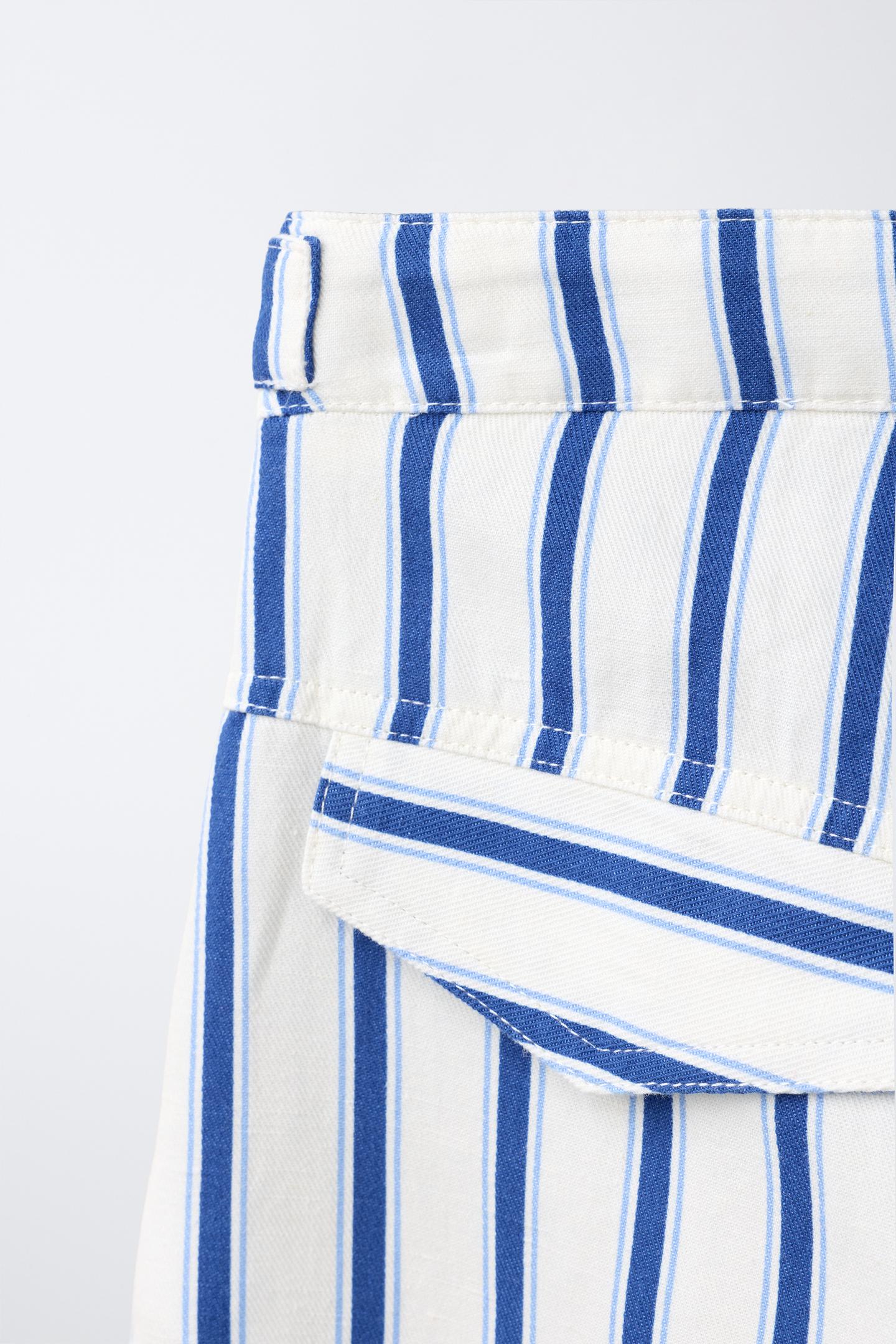 Детские брюки Zara Striped Barrel, цвет: Экрю / Синий — фото 5
