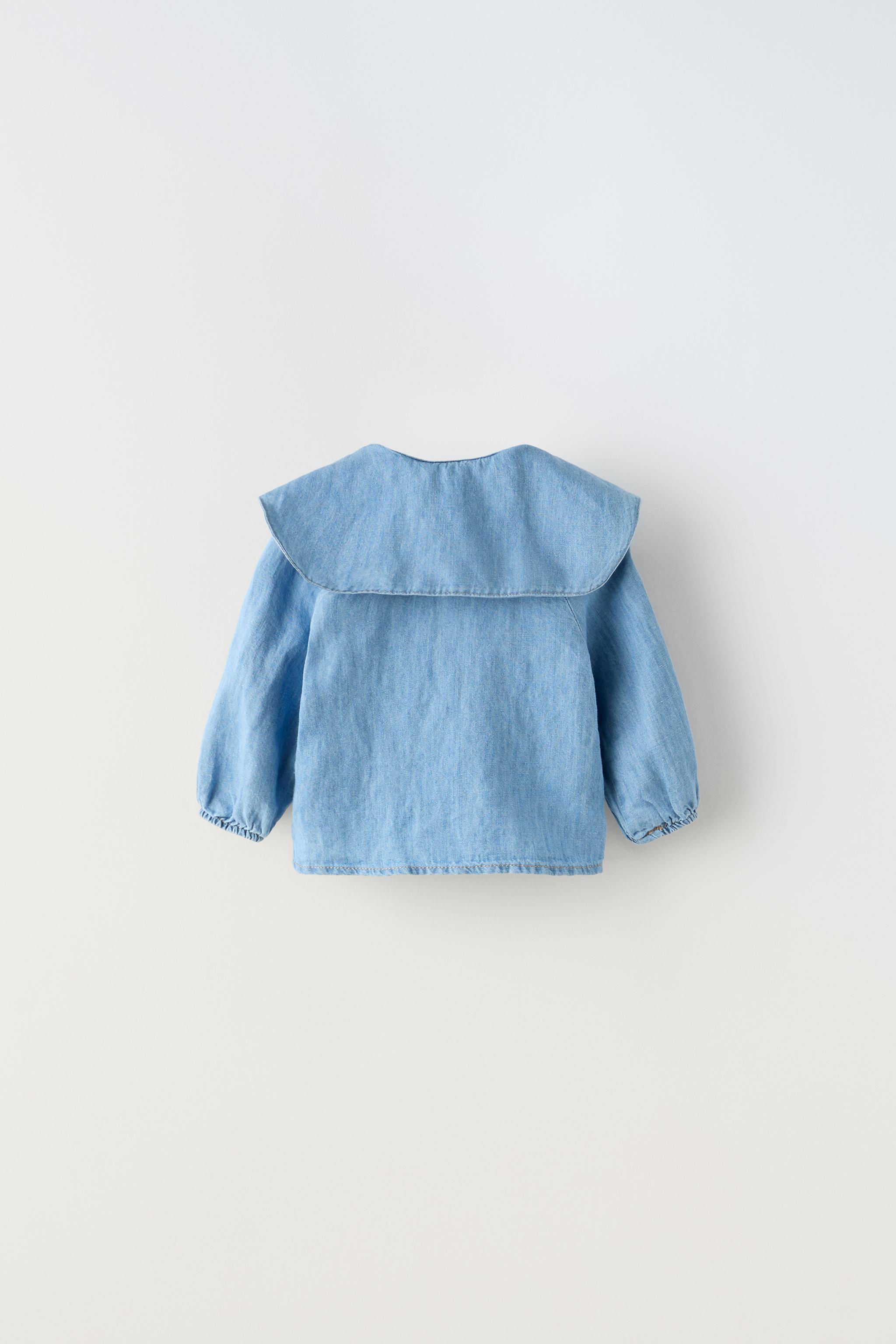 LINEN BLEND DENIM SHIRT - Mid-blue | ZARA United States