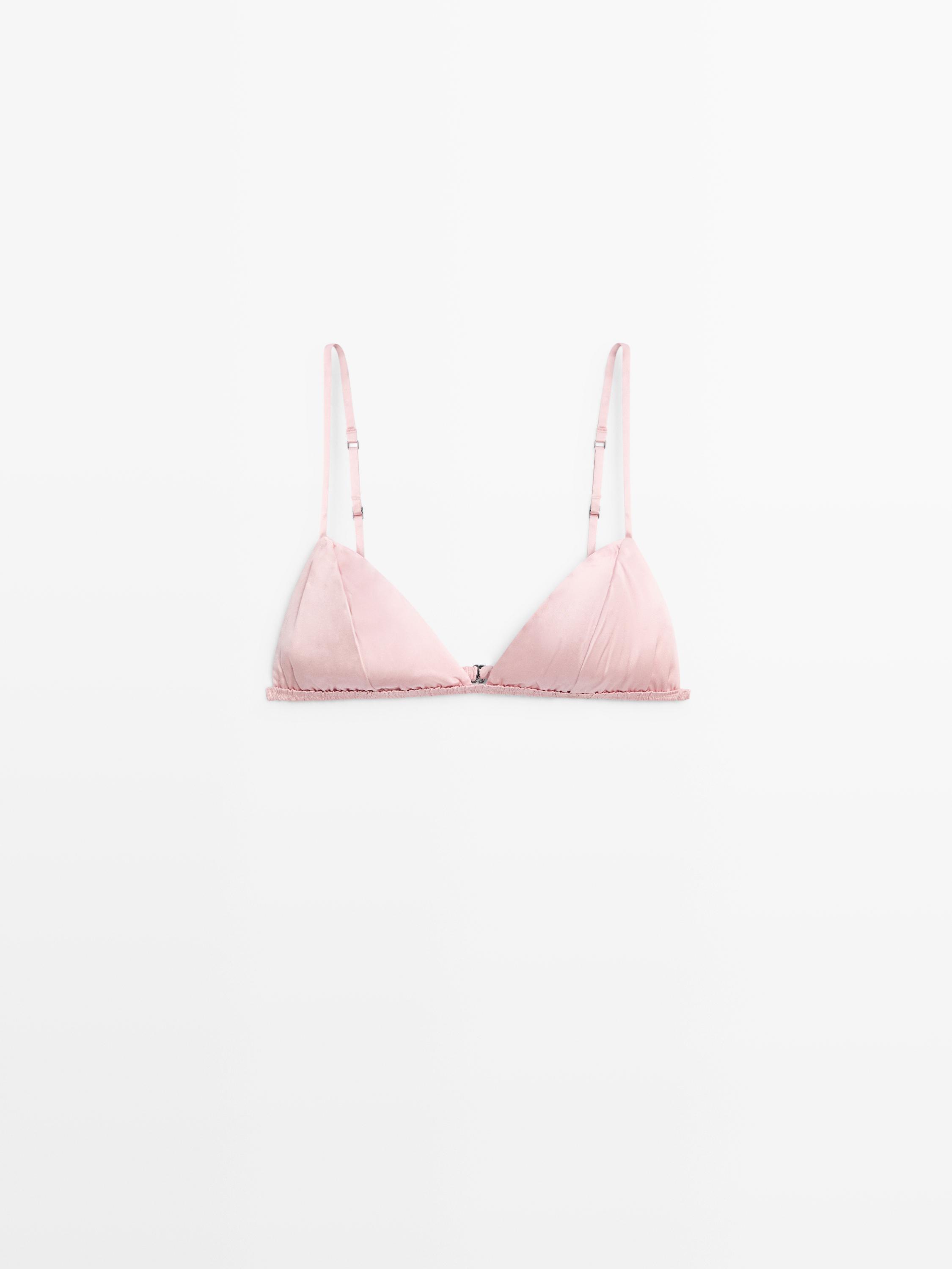 Silk triangle top — Pale pink