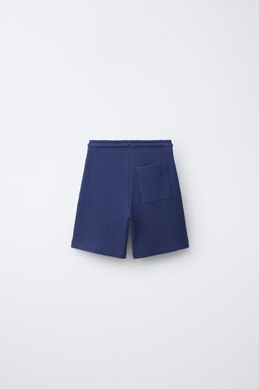 WAFFLE-KNIT PLUSH BERMUDA SHORTS - Bluish by Zara - Image 1