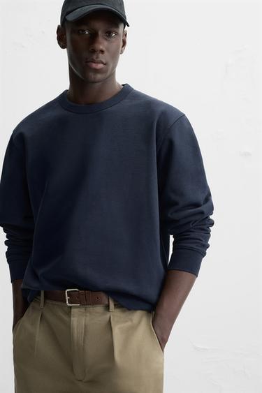 SWEAT COL ROND BASIQUE - Bleu marine de Zara - Image 4