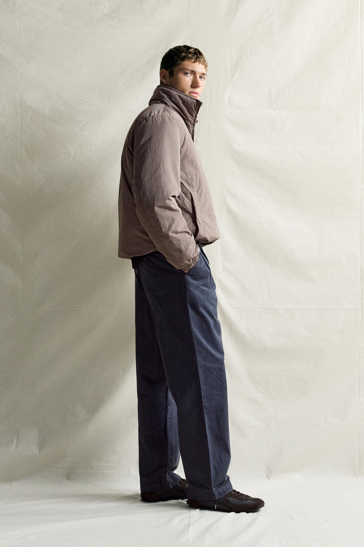 Мужская куртка Zara Quilted Technical, цвет: Сливовый — фото 4