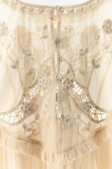 BLOUSE STRUCTURÉE BRODERIES FANTAISIE - Blanc cassé de Zara - Image 6