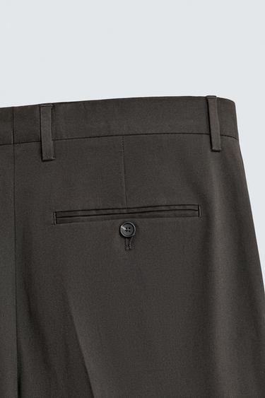 REGULAR FIT COTTON BLEND SUIT TROUSERS - Brown by Zara - Image 7