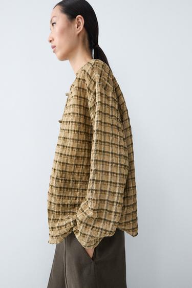 Zara Flowing checkered shirt - Mustard