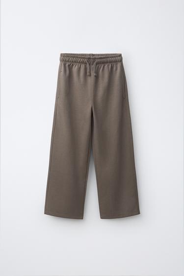 PANTALÓN FELPA STRAIGHT INTERLOCK - Marrón de Zara - Imagen 0