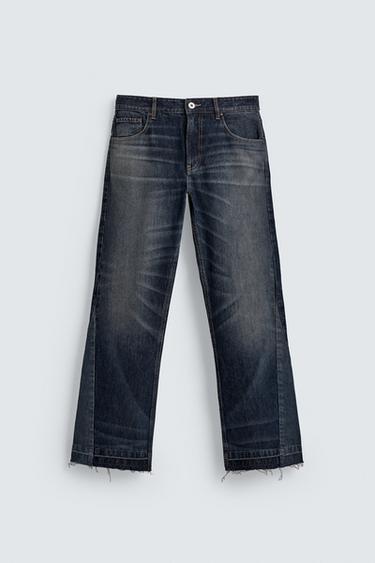 STRUCTURED bell bottom JEANS - Navy / White by Zara