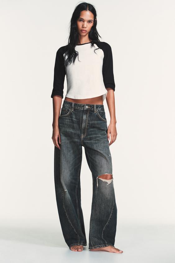 TRF MID-RISE BAGGY BALLOON JEANS