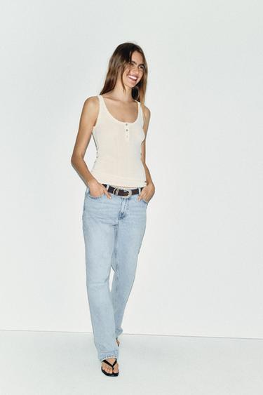 KNIT ROUND NECK TOP - Ecru by Zara