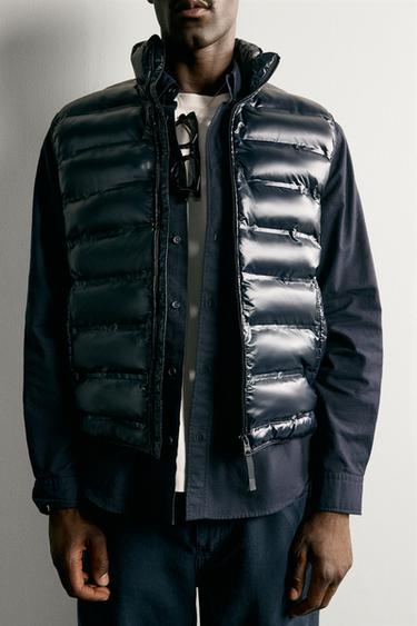 Zara LIGHTWEIGHT WATER REPELLENT PUFFER VEST - Navy blue