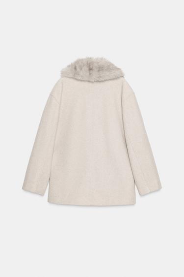 SOFT COAT WITH FAUX FUR COLLAR - Sand / Marl by Zara - Image 6