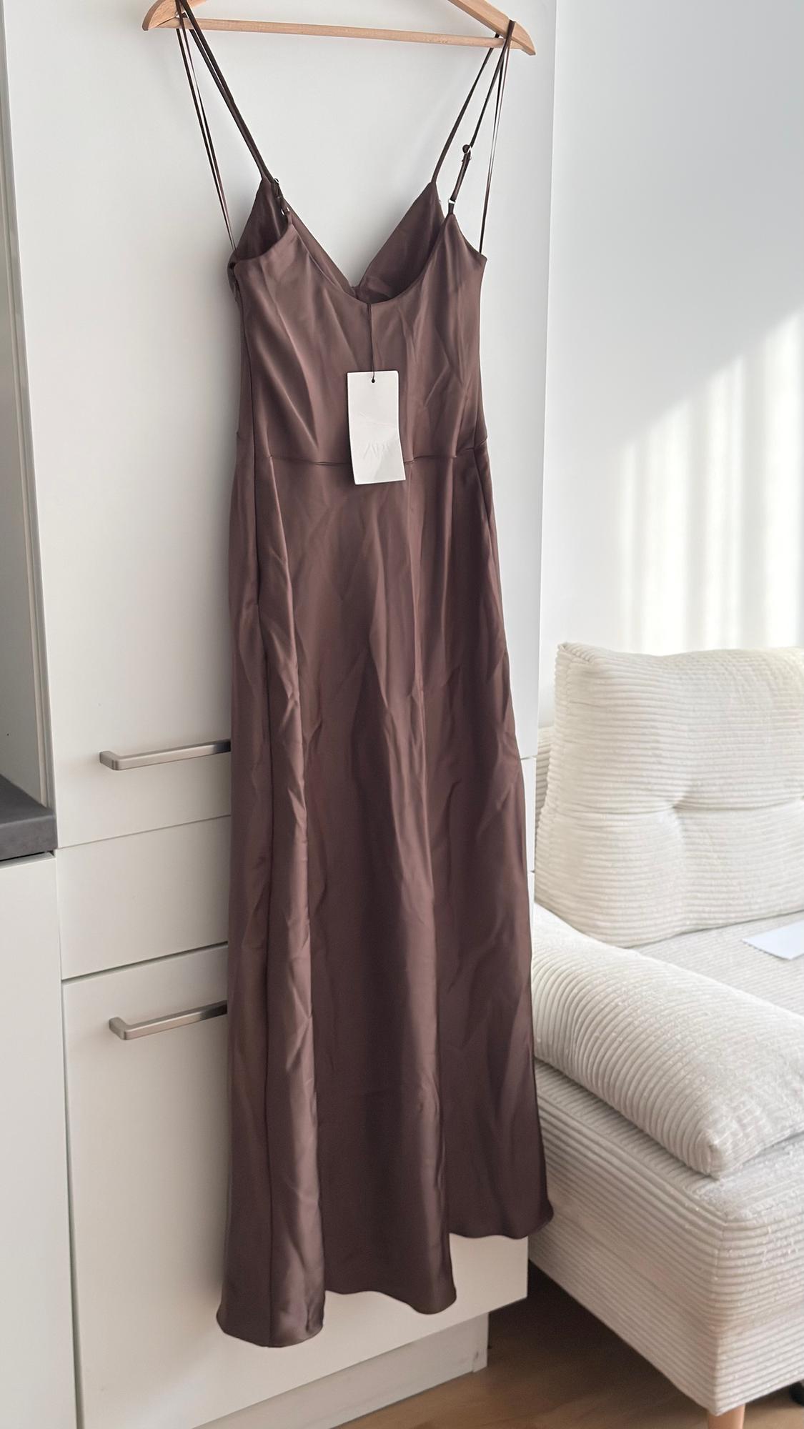 GATHERED SATIN MIDI DRESS - Image 3